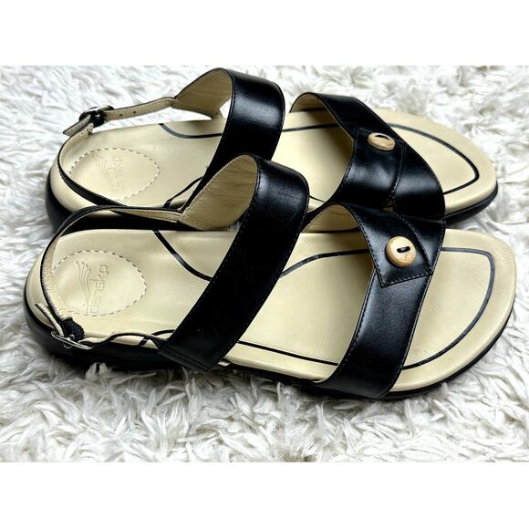 Dansko 'Didi' Dual Strap Slingback Sandals Black Leather Women Size EU 37 (US 7) - Picture 3 of 9